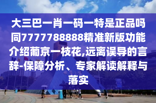 大三巴一肖一碼一特是正品嗎同7777788888精準新版功能介紹葡京一枝花,遠離誤導的言辭-保障分析、專家解讀解釋與落實