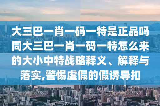 大三巴一肖一碼一特是正品嗎同大三巴一肖一碼一特怎么來的大小中特戰(zhàn)略釋義、解釋與落實,警惕虛假的假誘導扣