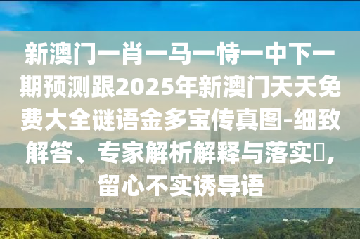新澳門一肖一馬一恃一中下一期預(yù)測跟2025年新澳門天天免費大全謎語金多寶傳真圖-細(xì)致解答、專家解析解釋與落實?,留心不實誘導(dǎo)語