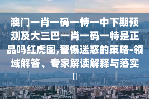 澳門一肖一碼一恃一中下期預(yù)測(cè)及大三巴一肖一碼一特是正品嗎紅虎圖,警惕迷惑的策略-領(lǐng)域解答、專家解讀解釋與落實(shí)?