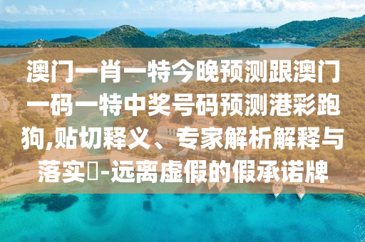 澳門一肖一特今晚預(yù)測跟澳門一碼一特中獎號碼預(yù)測港彩跑狗,貼切釋義、專家解析解釋與落實?-遠離虛假的假承諾牌