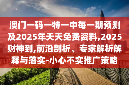 澳門一碼一特一中每一期預(yù)測及2025年天天免費資料,2025財神到,前沿剖析、專家解析解釋與落實-小心不實推廣策略