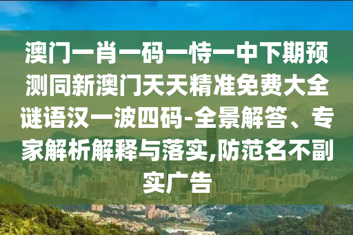 澳門一肖一碼一恃一中下期預(yù)測(cè)同新澳門天天精準(zhǔn)免費(fèi)大全謎語(yǔ)漢一波四碼-全景解答、專家解析解釋與落實(shí),防范名不副實(shí)廣告