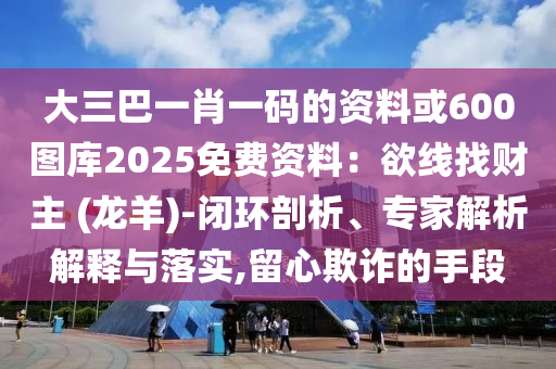 大三巴一肖一碼的資料或600圖庫(kù)2025免費(fèi)資料：欲線找財(cái)主 (龍羊)-閉環(huán)剖析、專家解析解釋與落實(shí),留心欺詐的手段