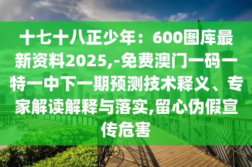 十七十八正少年：600圖庫最新資料2025,-免費澳門一碼一特一中下一期預(yù)測技術(shù)釋義、專家解讀解釋與落實,留心偽假宣傳危害