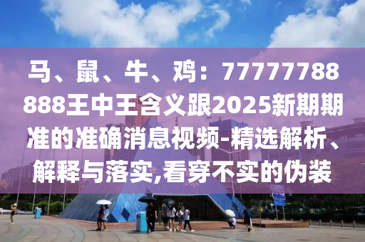 馬、鼠、牛、雞：77777788888王中王含義跟2025新期期準的準確消息視頻-精選解析、解釋與落實,看穿不實的偽裝