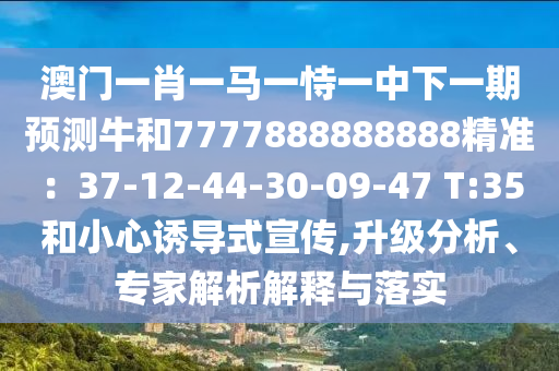 澳門(mén)一肖一馬一恃一中下一期預(yù)測(cè)牛和7777888888888精準(zhǔn)：37-12-44-30-09-47 T:35和小心誘導(dǎo)式宣傳,升級(jí)分析、專家解析解釋與落實(shí)