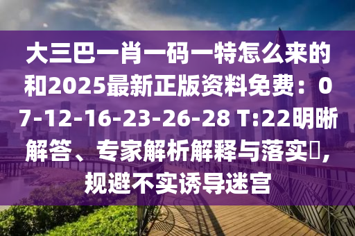 大三巴一肖一碼一特怎么來的和2025最新正版資料免費：07-12-16-23-26-28 T:22明晰解答、專家解析解釋與落實?,規(guī)避不實誘導迷宮