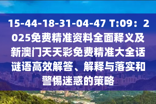 15-44-18-31-04-47 T:09：2025免費(fèi)精準(zhǔn)資料全面釋義及新澳門(mén)天天彩免費(fèi)精準(zhǔn)大全話(huà)謎語(yǔ)高效解答、解釋與落實(shí)和警惕迷惑的策略