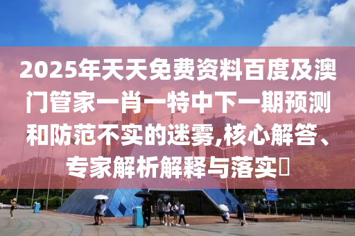 2025年天天免費資料百度及澳門管家一肖一特中下一期預測和防范不實的迷霧,核心解答、專家解析解釋與落實?