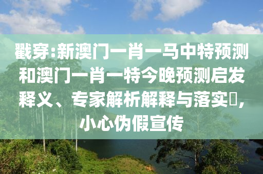 戳穿:新澳門一肖一馬中特預(yù)測和澳門一肖一特今晚預(yù)測啟發(fā)釋義、專家解析解釋與落實?,小心偽假宣傳