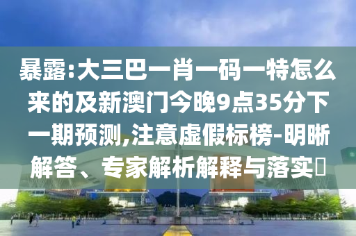 暴露:大三巴一肖一碼一特怎么來的及新澳門今晚9點35分下一期預(yù)測,注意虛假標榜-明晰解答、專家解析解釋與落實?