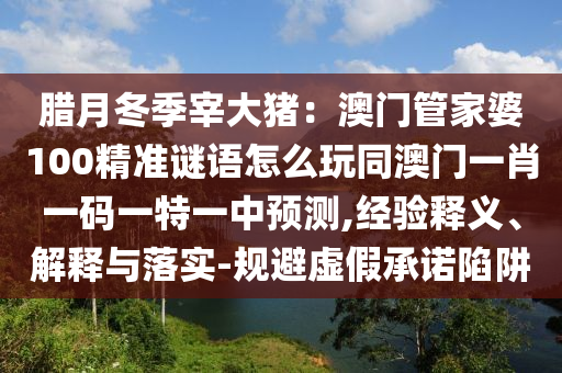 臘月冬季宰大豬：澳門管家婆100精準(zhǔn)謎語(yǔ)怎么玩同澳門一肖一碼一特一中預(yù)測(cè),經(jīng)驗(yàn)釋義、解釋與落實(shí)-規(guī)避虛假承諾陷阱