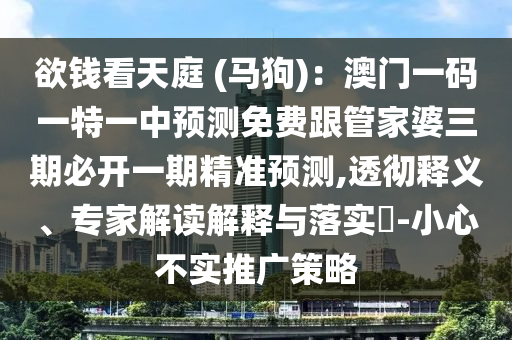 欲錢(qián)看天庭 (馬狗)：澳門(mén)一碼一特一中預(yù)測(cè)免費(fèi)跟管家婆三期必開(kāi)一期精準(zhǔn)預(yù)測(cè),透徹釋義、專家解讀解釋與落實(shí)?-小心不實(shí)推廣策略
