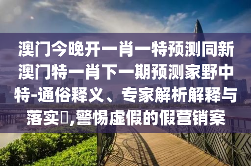 澳門今晚開一肖一特預測同新澳門特一肖下一期預測家野中特-通俗釋義、專家解析解釋與落實?,警惕虛假的假營銷案