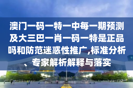 澳門一碼一特一中每一期預測及大三巴一肖一碼一特是正品嗎和防范迷惑性推廣,標準分析、專家解析解釋與落實
