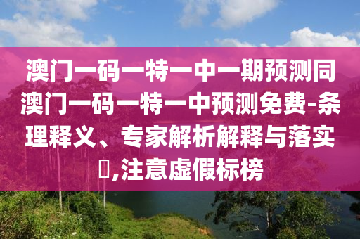 澳門一碼一特一中一期預(yù)測同澳門一碼一特一中預(yù)測免費(fèi)-條理釋義、專家解析解釋與落實(shí)?,注意虛假標(biāo)榜