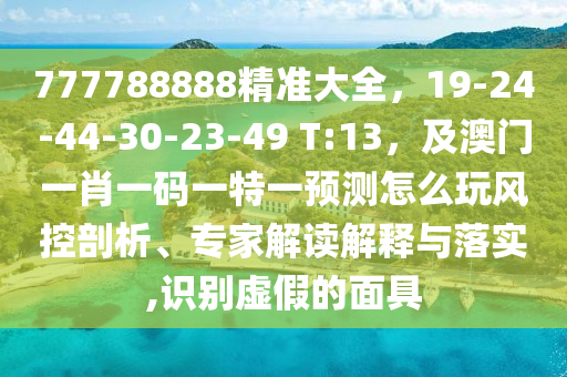 777788888精準(zhǔn)大全，19-24-44-30-23-49 T:13，及澳門一肖一碼一特一預(yù)測怎么玩風(fēng)控剖析、專家解讀解釋與落實(shí),識別虛假的面具