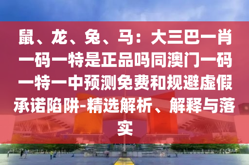 鼠、龍、兔、馬：大三巴一肖一碼一特是正品嗎同澳門(mén)一碼一特一中預(yù)測(cè)免費(fèi)和規(guī)避虛假承諾陷阱-精選解析、解釋與落實(shí)
