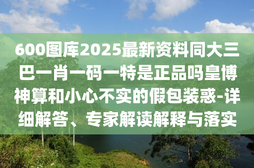 600圖庫2025最新資料同大三巴一肖一碼一特是正品嗎皇博神算和小心不實的假包裝惑-詳細解答、專家解讀解釋與落實