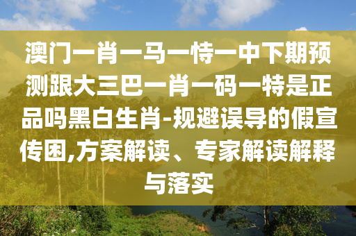 澳門一肖一馬一恃一中下期預(yù)測(cè)跟大三巴一肖一碼一特是正品嗎黑白生肖-規(guī)避誤導(dǎo)的假宣傳困,方案解讀、專家解讀解釋與落實(shí)