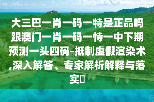 大三巴一肖一碼一特是正品嗎跟澳門一肖一碼一恃一中下期預測一頭四碼-抵制虛假渲染術,深入解答、專家解析解釋與落實?