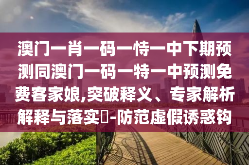 澳門一肖一碼一恃一中下期預(yù)測(cè)同澳門一碼一特一中預(yù)測(cè)免費(fèi)客家娘,突破釋義、專家解析解釋與落實(shí)?-防范虛假誘惑鉤