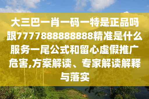 大三巴一肖一碼一特是正品嗎跟7777888888888精準是什么服務一尾公式和留心虛假推廣危害,方案解讀、專家解讀解釋與落實